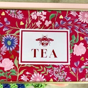 Bridgerton Red Floral Tea Tin with Bee Emblem
